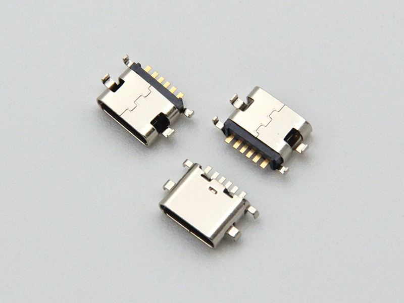 Type-C 6-pin Receptacle L= 6.8mm surface-mounted type